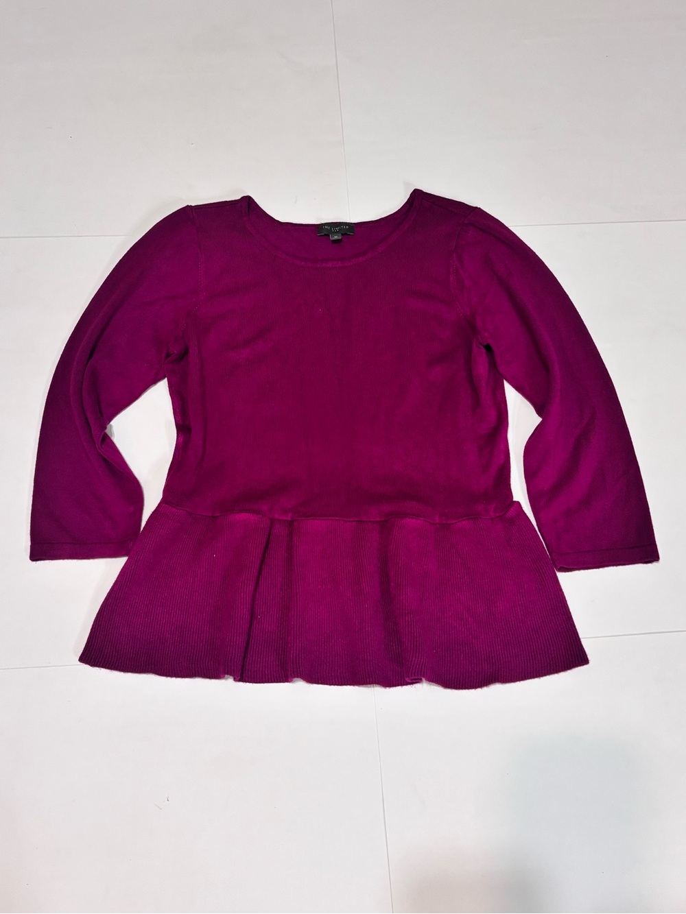 The Limited Magenta Peplum Knit Top